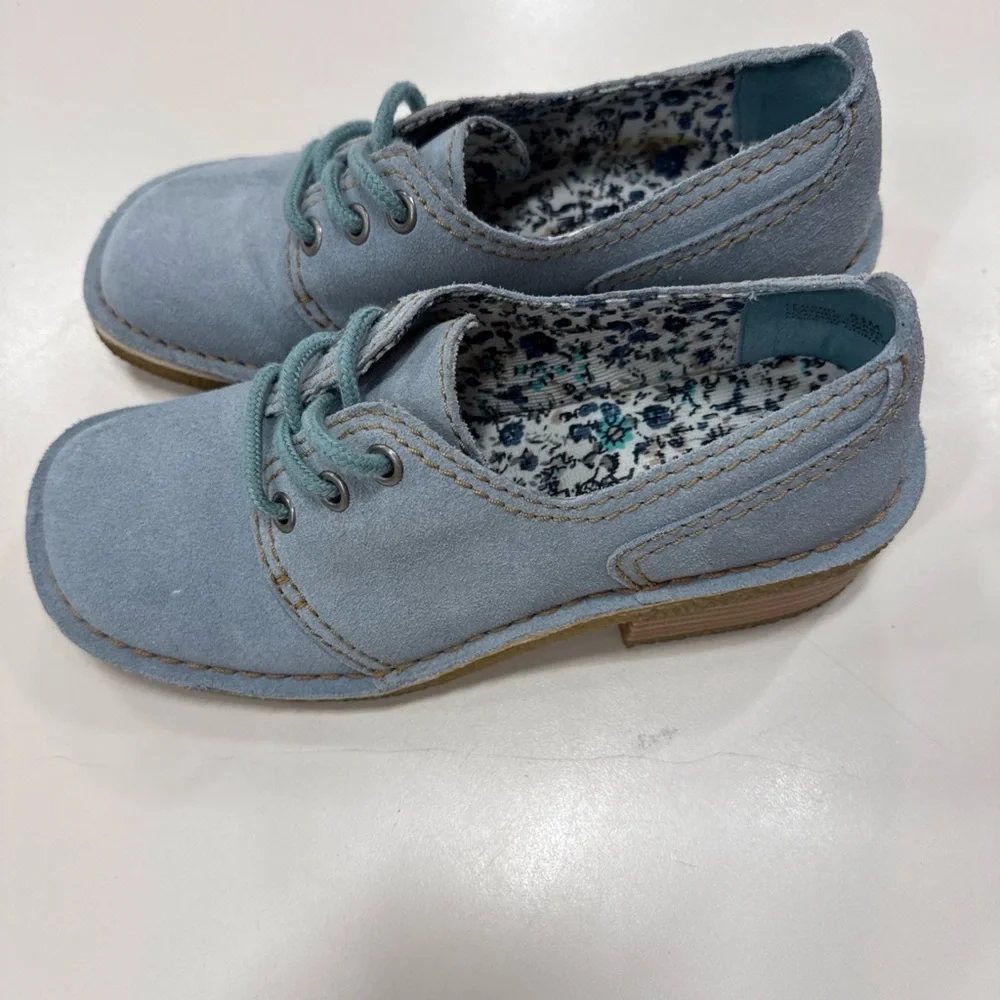 RAMPAGE Women Blue Suede Flat Casual Comfort Oxford Lace Up Shoes Size 6.5